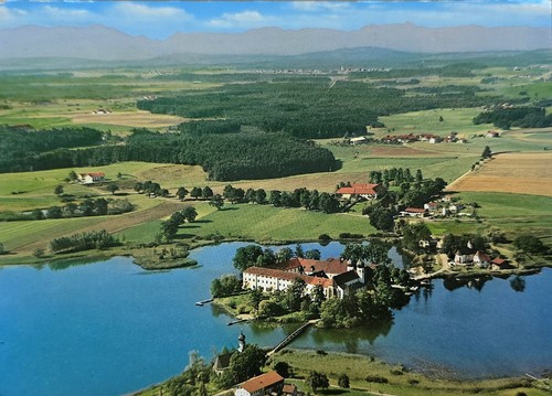 Seeon kloster luftaufnahme - ak,