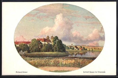Künstler seeon schloss - künstler-ak, seeon,